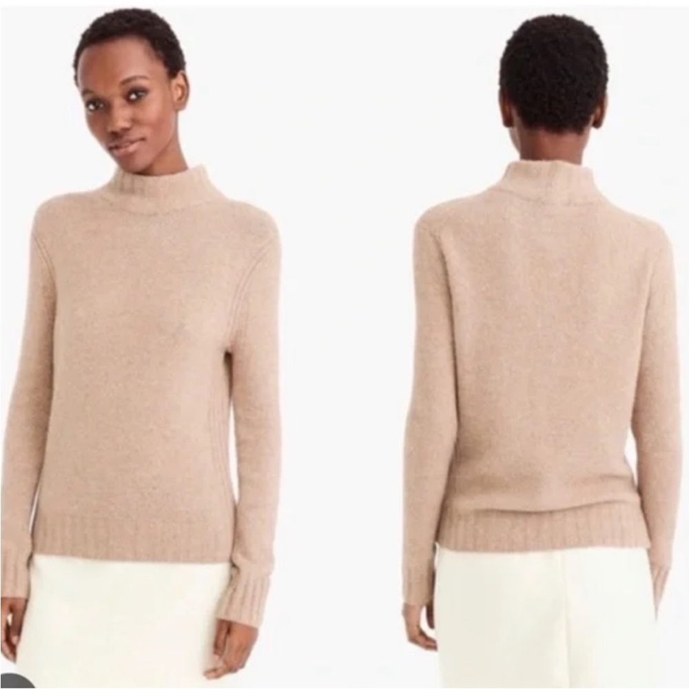 J CREW Point Sur Mock Neck Sweater in Supersoft Yarn 3X Tan Merino Wool Alpaca